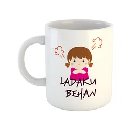 ARTBUG White & White Printed Ceramic Glossy Core Set of Cups and Mugs-52
