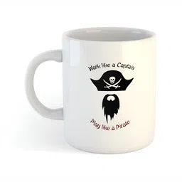 ARTBUG White & White Printed Ceramic Glossy Core Set of Cups and Mugs-11