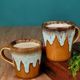 ARTYSTA BEAUTIFYING LIVES Brown& Blue 2 Pieces Abstract Printed Ceramic Mugs 300ml each-image-38