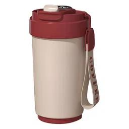 YELONA Tan & Red Dishwasher Safe Matte Finish Stainless Steel Coffee Tumbler 420 ml-30