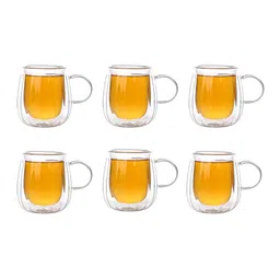 Femora 6 Pieces Transparent Glass Mugs 250ml Each-42