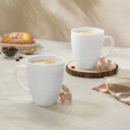 Larah by BOROSIL White 2 Pieces Opalware Mugs 240ml Each-50