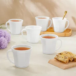 Larah by BOROSIL White 6 Pieces Opalware Mugs 200ml Each-picture-24