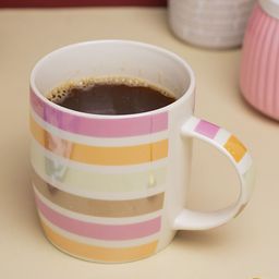 MARKET99 Pink & Orange Printed Ceramic Matte Mugs-350ml-30