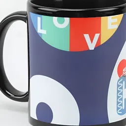 fnp Black & Blue Printed Ceramic Glossy Mugs Set of Cups and Mugs-0