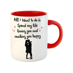 ARTBUG Red & White Printed Ceramic Glossy Mug 350 ml image 4