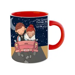 ARTBUG Red & Navy Blue Printed Ceramic Glossy Mug 350 ml image 2
