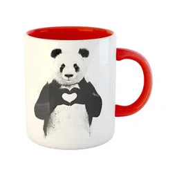 ARTBUG Red & White Printed Ceramic Glossy Mug 350ml image 4