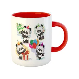 ARTBUG Red & White Panda Printed Ceramic Glossy Mug 350 ml image 4
