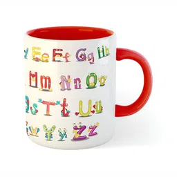 ARTBUG White & Red Alphabets Printed Ceramic Glossy Mug 350ml image 5