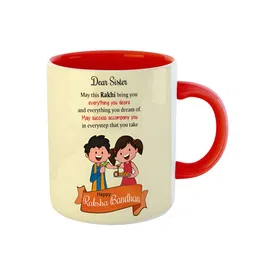 ARTBUG Red & Beige Printed Ceramic Glossy Core Mugs 330 ml image 3
