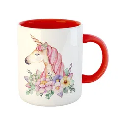 ARTBUG Red & White Printed Ceramic Glossy Core Mugs 330 ml image 2