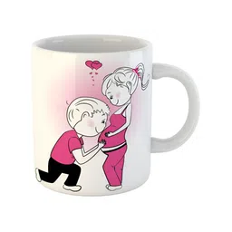 ARTBUG White & White Printed Ceramic Glossy Core Set of Cups and Mugs image 3