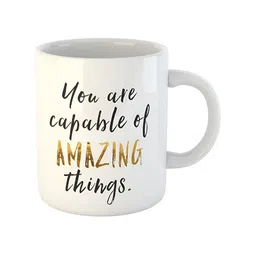 ARTBUG White & White Printed Ceramic Glossy Core Set of Cups and Mugs image 5