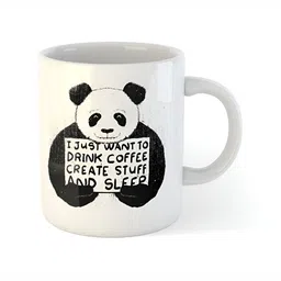 ARTBUG White & White Printed Ceramic Glossy Core Set of Cups and Mugs image 3