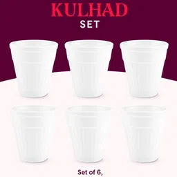 Larah by BOROSIL White 6 pieces Opalware kulladhs 200 ml Each image 3