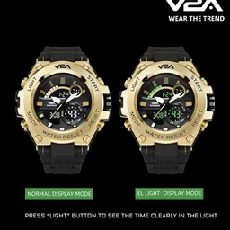 V2A Men Golden Dial Textured Straps Analogue and Digital Multi Function Watch V2A-CS-1706A image 4