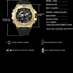 V2A Men Golden Dial Textured Straps Analogue and Digital Multi Function Watch V2A-CS-1706A image 5