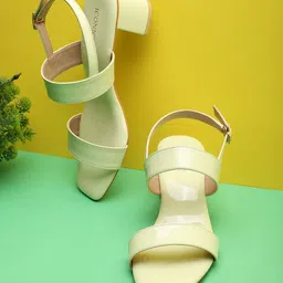 ICONICS Green Solid Block Heels-24