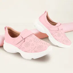FAUSTO Women Laser Cuts Round Toe Lightweight Sneakers-image-18