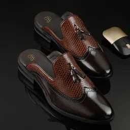 House of Pataudi Men Textured Round Toe Lightweight Mules-15