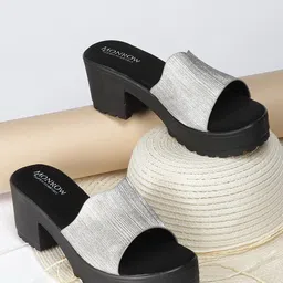 Monrow Women Silver-Toned Suede Party Platform Heels-16