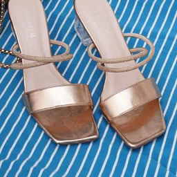 SHUZ TOUCH Gold-Toned Embellished Block Heels-68