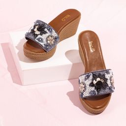 Inc 5 Embellished Open Toe Wedge Heels-7