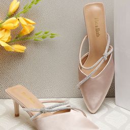Flat n Heels Pointed Toe Embellished Kitten Mules-40