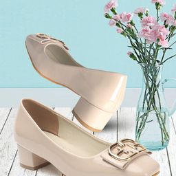 ELLE Embellished Square Toe Block Pumps-12