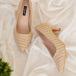 Sherrif Shoes Women Beige Printed Party Wedge Mules-57