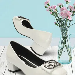 ELLE Buckled Block Heel Pumps-57