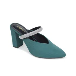 Shezone Embellished Open Back Block Mules image 4