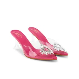 JM Looks Embellished Pointed Toe Party Block Mules image 3