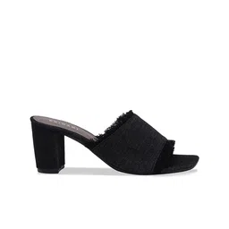 ERIDANI Textured Open Toe Block Heeled Mules image 3