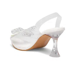 SHUZ TOUCH Embellished Block Heeled Peep Toes With Bows image 3