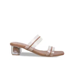 Metro Striped Open Toe Block Heels image 5