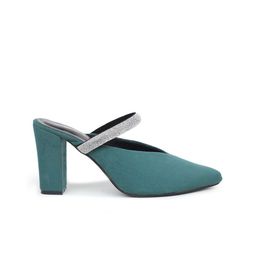Shezone Embellished Open Back Block Mules image 5