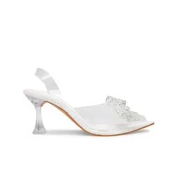 SHUZ TOUCH Embellished Block Heeled Peep Toes With Bows image 5