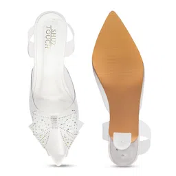 SHUZ TOUCH Embellished Block Heeled Peep Toes With Bows image 2