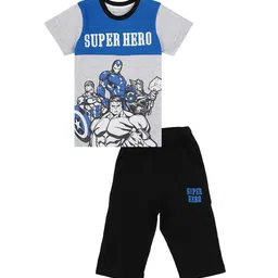 PROTEENS Boys Blue & Black Avengers Printed Night suit-picture-55