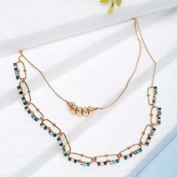 Madame Rose Gold & Black Rose Gold-Plated Glass Beaded Layered Necklace-picture-5