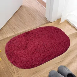 Kuber Industries Blue & Maroon 2-Pcs Anti-Skid Cotton Doormats-53