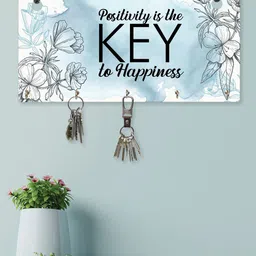 RANDOM Set of 2 Blue Positive Quotes Wall Hanging Key Holders with 5 Hooks image 1