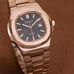 Sylvi Men Stainless Steel Analogue Multi Function Watch 1520-Rosegold-image-44