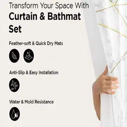 Kuber Industries 3 Pieces Shower Curtain & Bathmat Set-picture-10