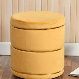 Shadowkart Orange Wooden Cylindrical Ottoman-image-23