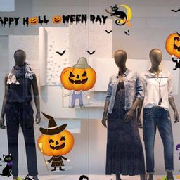 Jaamso Royals Orange-Coloured & Black Halloween Party Printed Self-Adhesive Wall Sticker-10