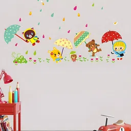 Asian royal Blue & Yellow Printed Self-Adhesive Wall Sticker-image-101