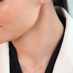 Zavya Minimal Solitaire 925 Sterling Silver Rhodium-Plated Necklace-image-31
